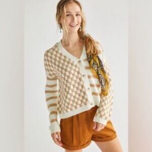 🤎 Francesca’s cardigan, checkered sweater women’s size medium